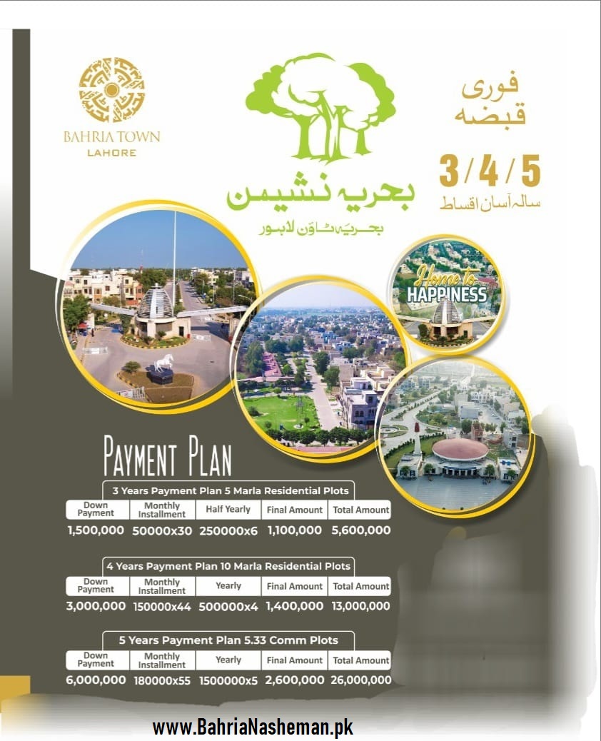 Bahria Nasheman Lahore Payment Plan